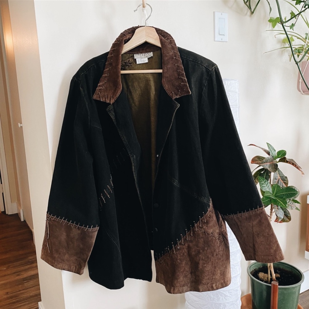 Vintage denim and suede western style jacket